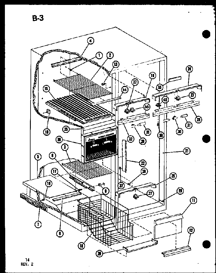 Freezer Shelves Diagram and Parts List for SRI19F-1-A-P75400-6WA  Amana Refrigerator