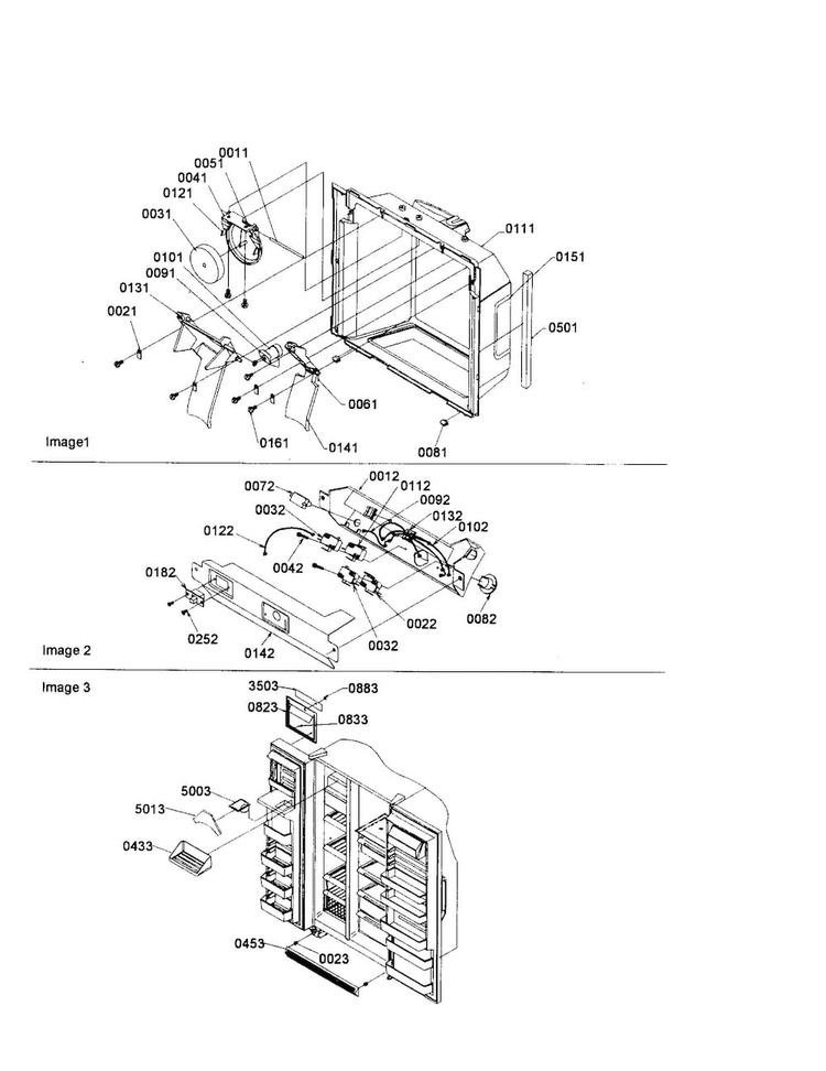 Electronic Bracket Assembly Diagram and Parts List for SXD22S2L-P1303512WL  Amana Refrigerator