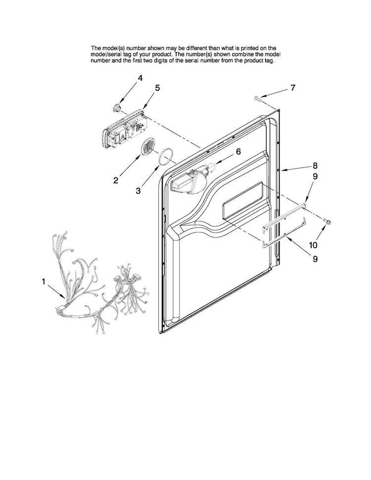 Door And Latch Parts Diagram and Parts List for MDBH968AWS2  Maytag Dishwasher