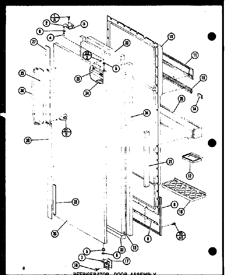 Refrigerator Door Assembly Diagram and Parts List for SR19F1-L-P77000-8WL  Amana Refrigerator