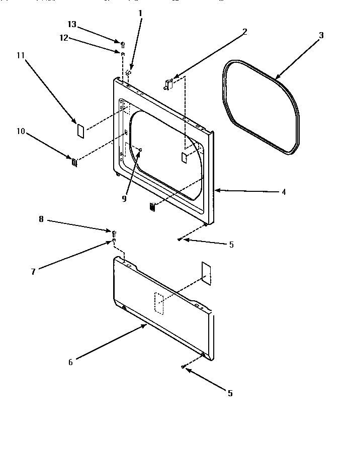Lower Access Panel, Front Panel & Seal Diagram and Parts List for LE1007W-P1177601WW  Amana Dryer