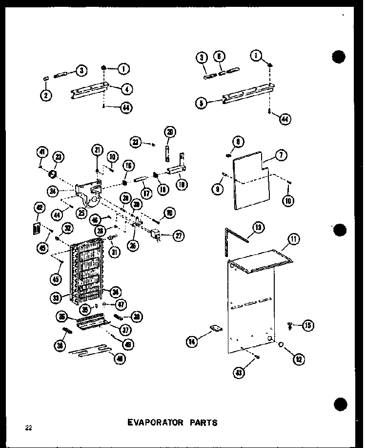Evaporator Parts Diagram and Parts List for SRI519D-P73900-19W  Amana Refrigerator