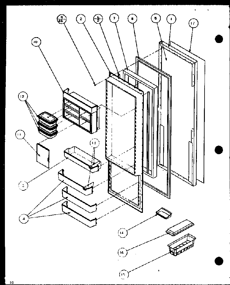 Refrigerator Door Diagram and Parts List for SBD20H-P7836031W  Amana Refrigerator