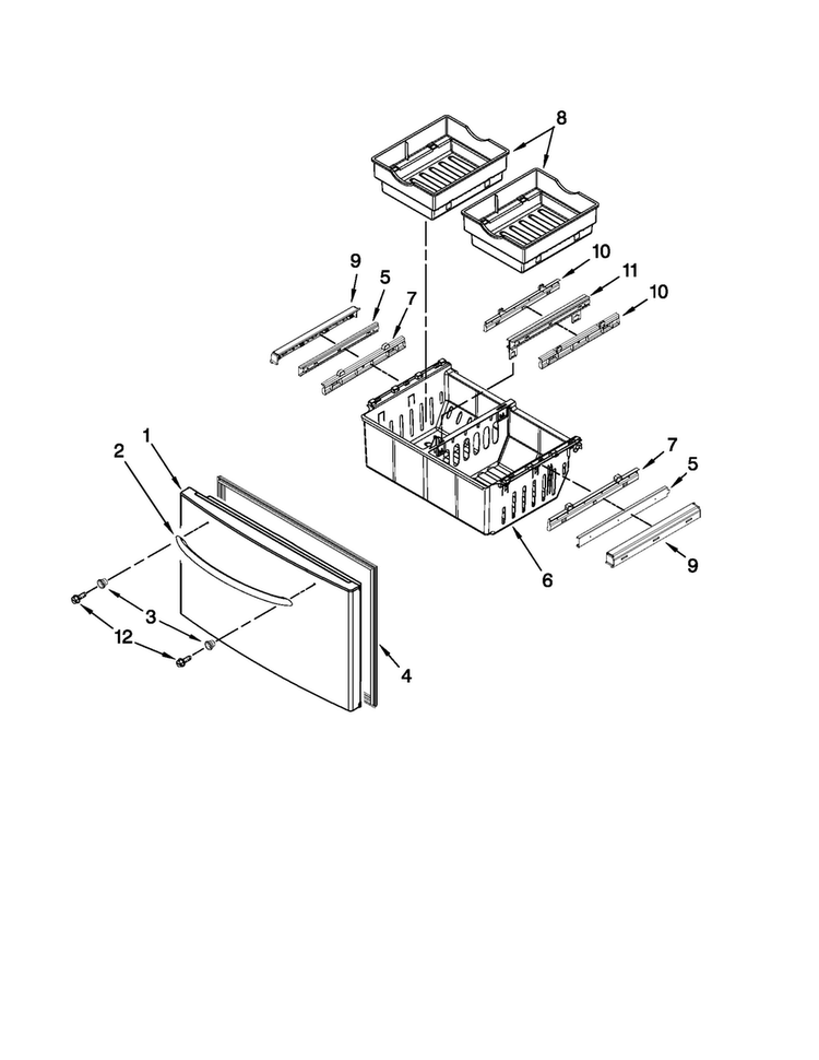 Freezer Door Parts Diagram and Parts List for MFT2771WEM3  Maytag Refrigerator