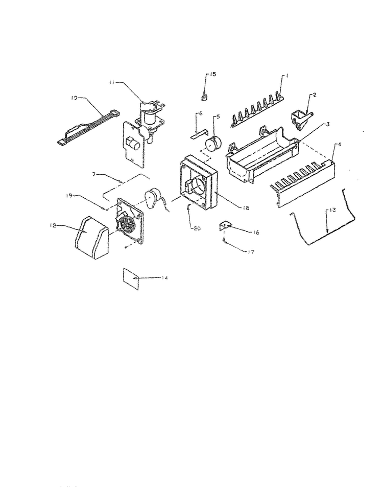 8 Cube Compact Ice Maker Diagram and Parts List for BX22R3L-P1183601WL  Amana Refrigerator