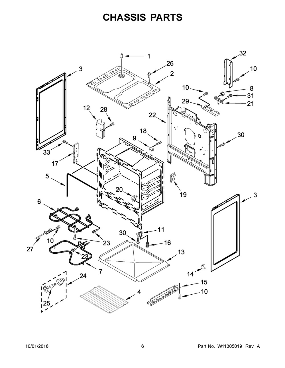 Chassis Parts Diagram and Parts List for ACR4303MFS3  Maytag Range