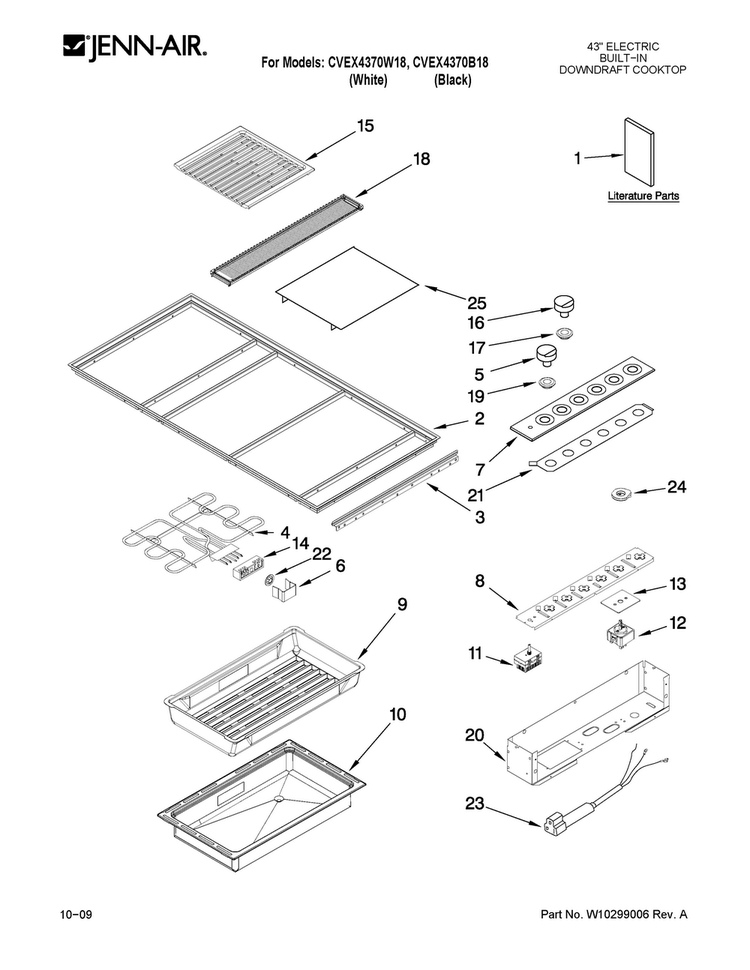 Cooktop Parts Diagram and Parts List for CVEX4370B18  Jenn-Air Cooktop