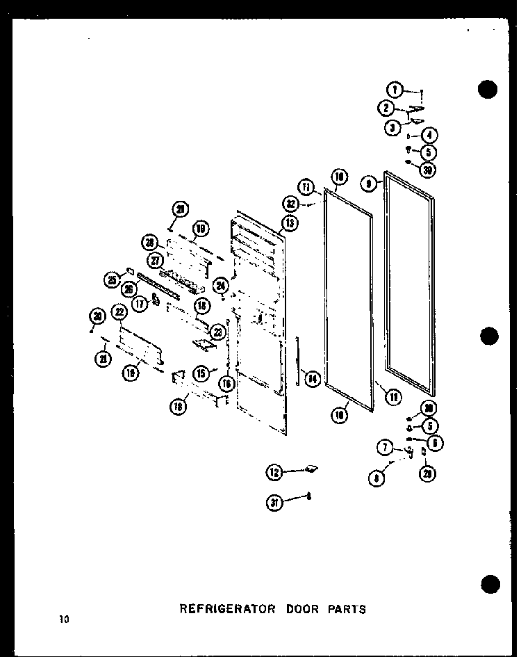 Refrigerator Door Parts Diagram and Parts List for SRI519D-P73900-19W  Amana Refrigerator