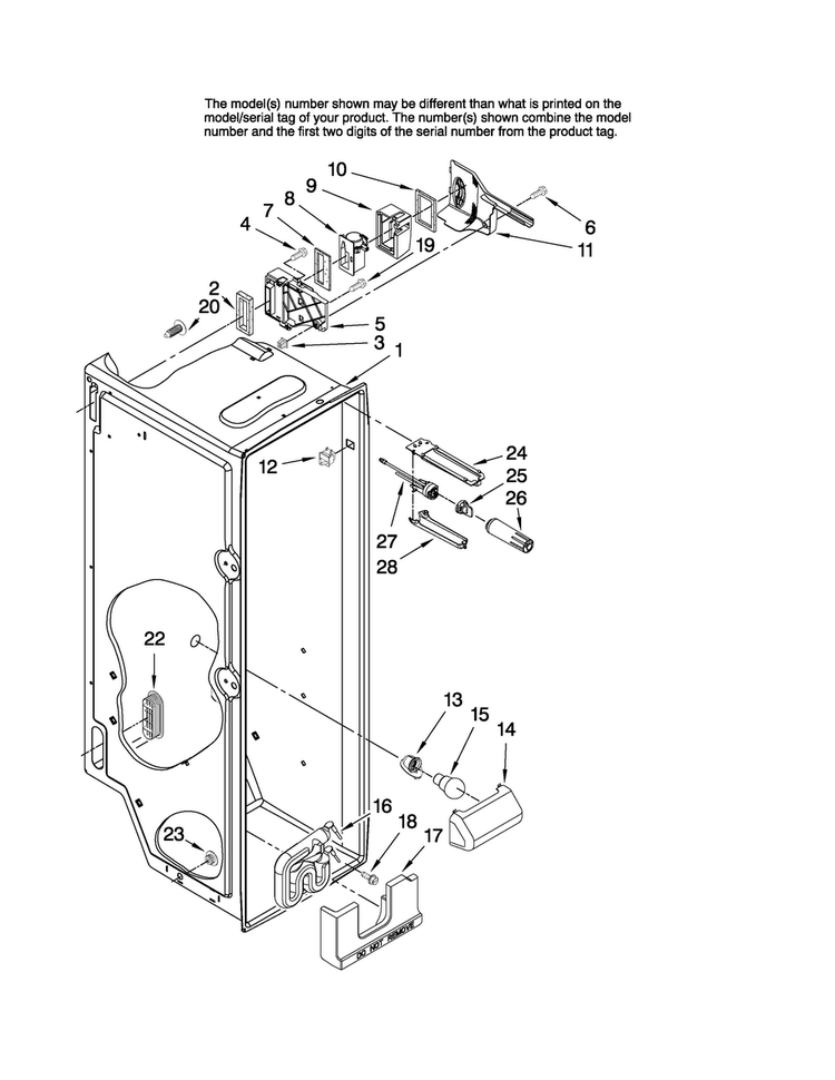 Refrigerator Liner Parts Diagram and Parts List for JC2225GEKB13  Jenn-Air Refrigerator
