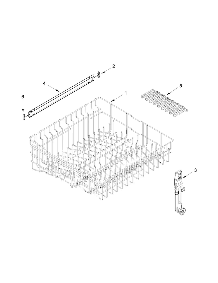 Upper Rack And Track Parts Diagram and Parts List for MDB7749SBB0  Maytag Dishwasher