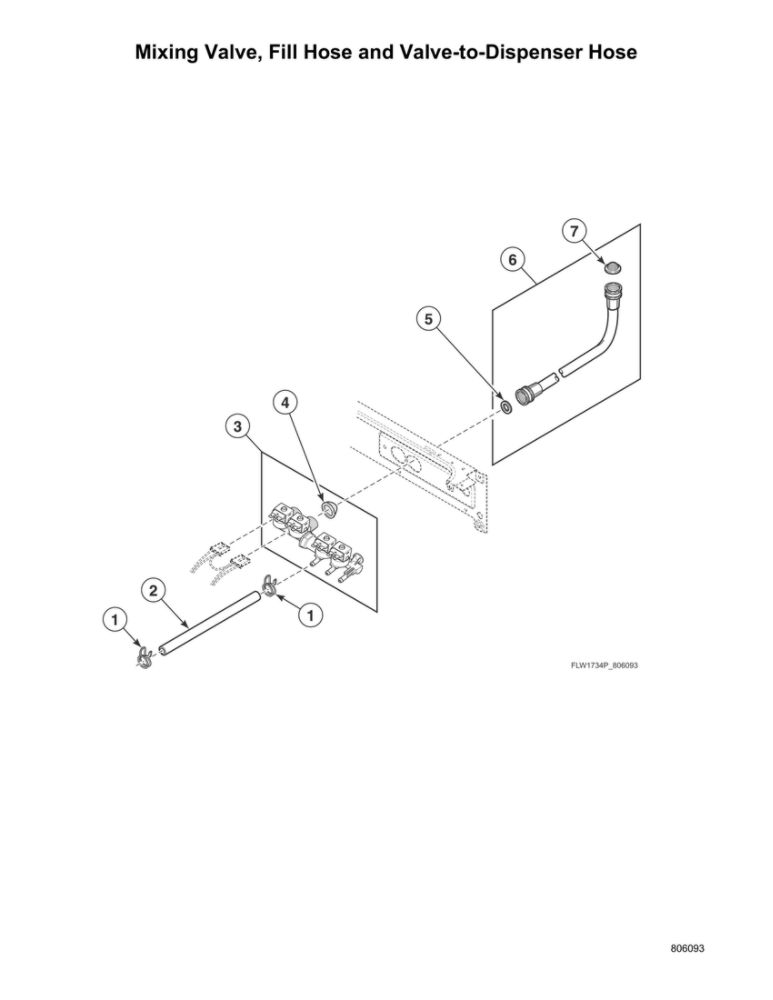 Mixing Valve/Fill Hose/Valve-To-Dispenser Hose Diagram and Parts List for ATGE9ASP115TW01  Speed Queen Washer Dryer Combo