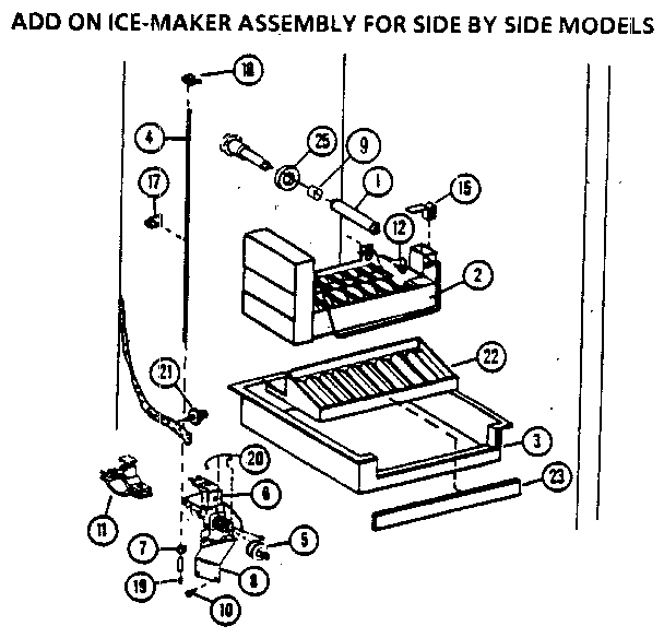 Add On Ice-maker Assembly For Side By Side Models Diagram and Parts List for 36531-P1121902W  Amana Refrigerator