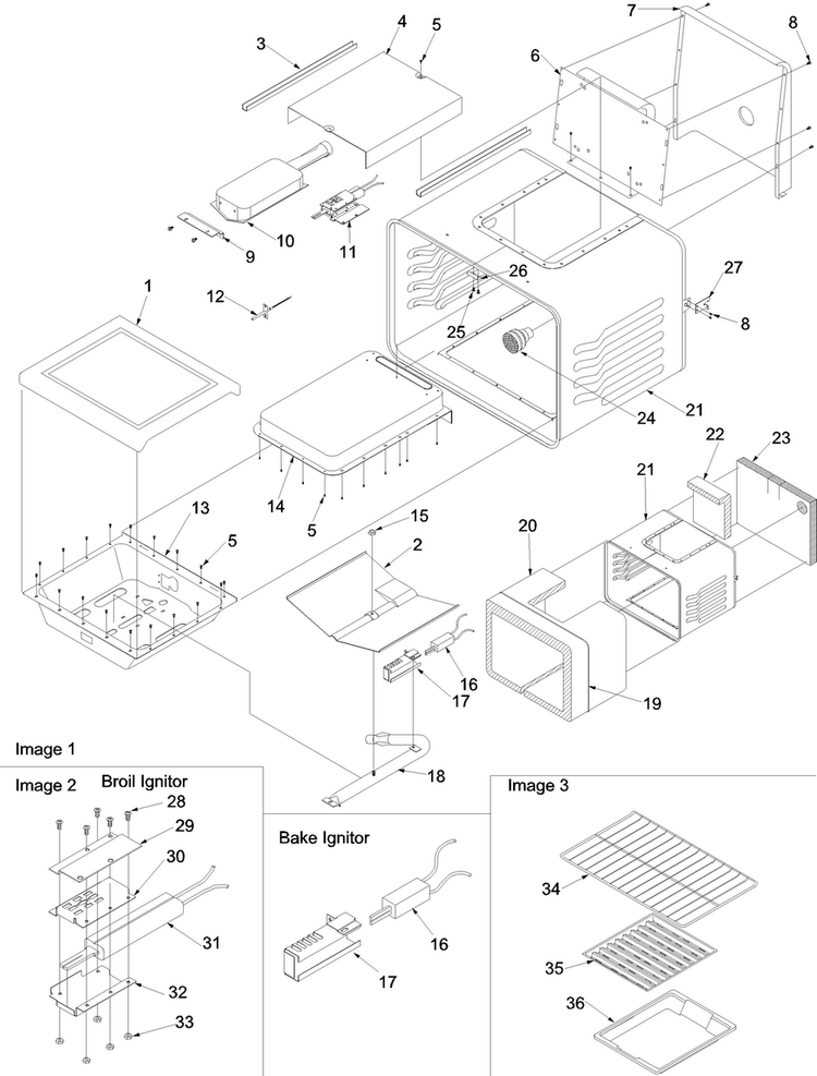 Cavity Diagram and Parts List for OEMA1-ARG7800E  Amana Range
