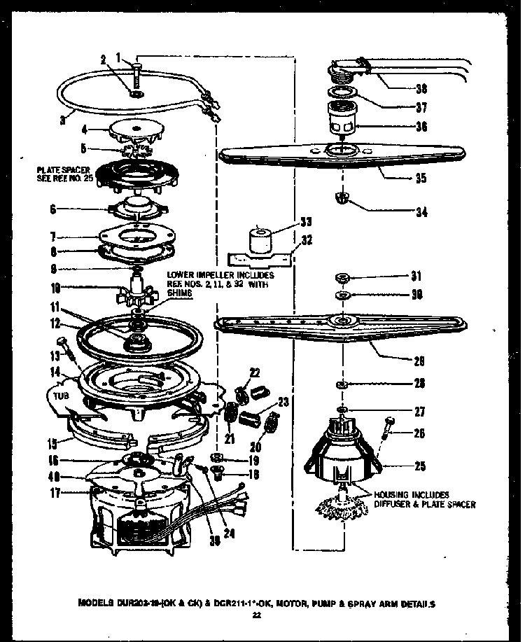 Section 15 Diagram and Parts List for DCR-225-1C-OK  Caloric Dishwasher