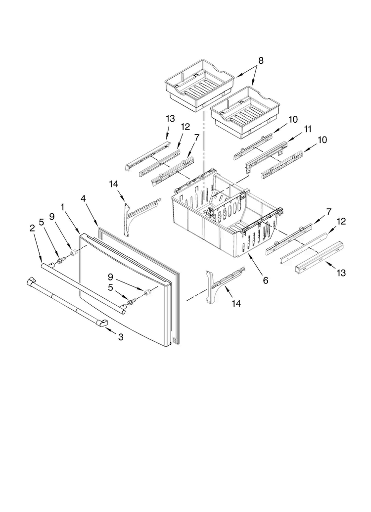 Freezer Door Parts Diagram and Parts List for JFI2089AEB2  Jenn-Air Refrigerator