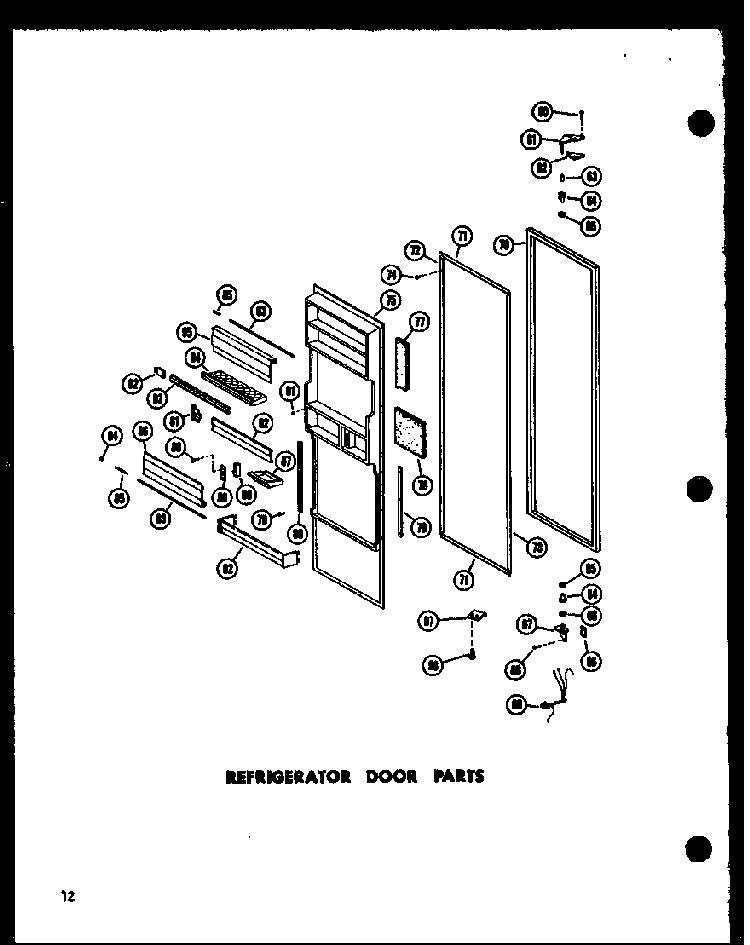 Refrigerator Door Parts Diagram and Parts List for SD19W-C-P60340-36WC  Amana Refrigerator
