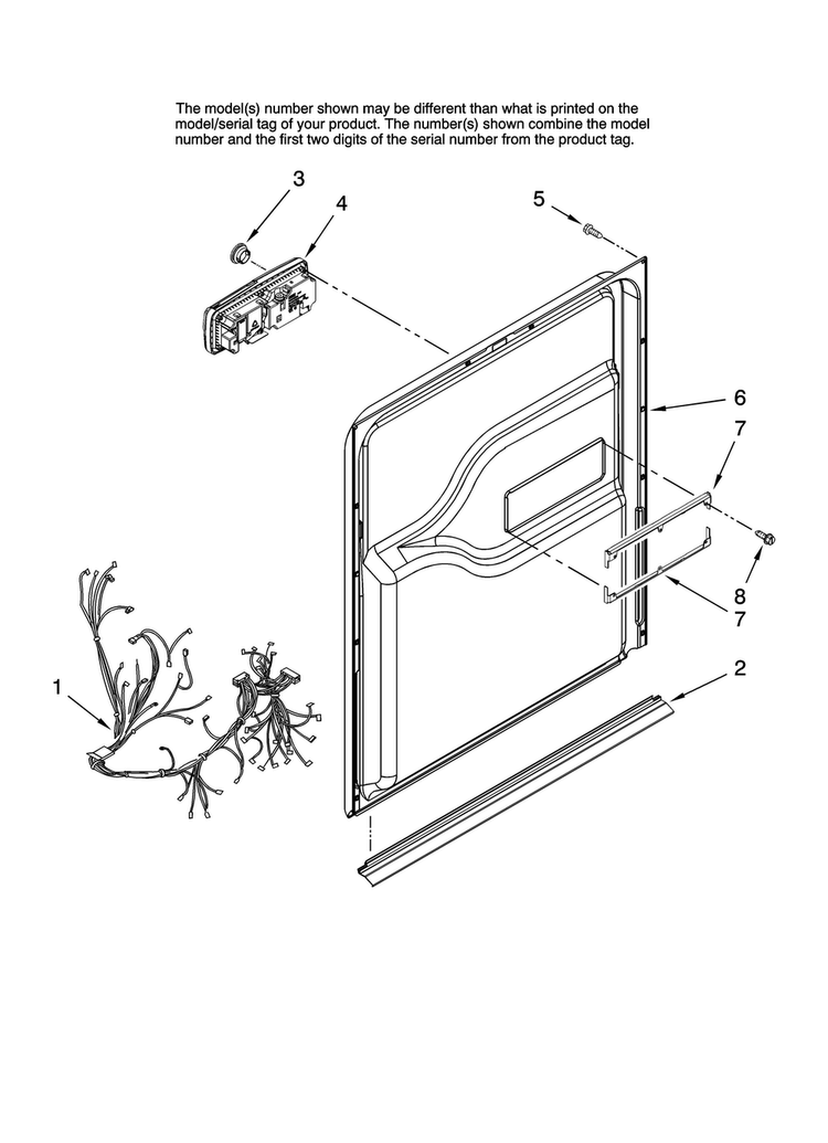 Door And Latch Parts Diagram and Parts List for JDB1080AWB36  Jenn-Air Dishwasher
