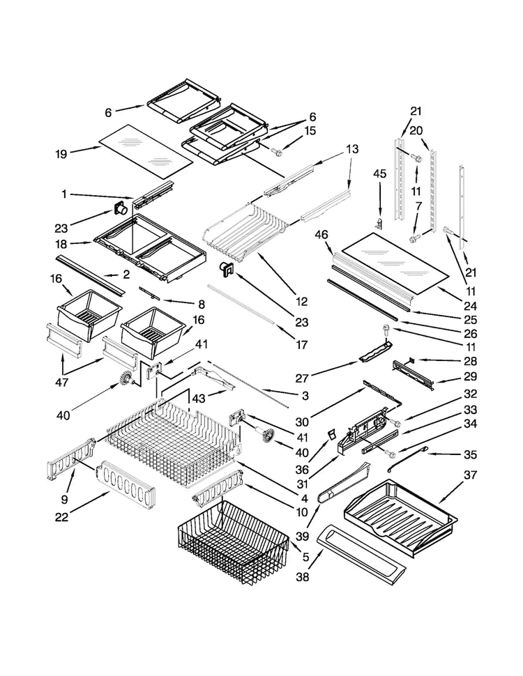 Shelf Parts Diagram and Parts List for MFF2258VEM9  Maytag Refrigerator