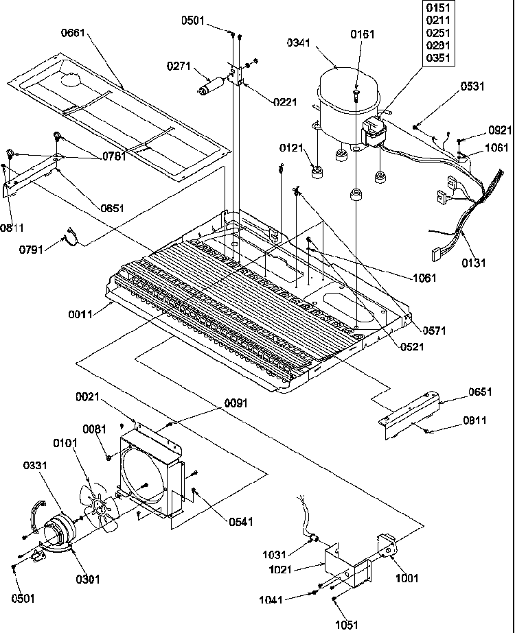Machine Compartment Diagram and Parts List for SRD522SW-P1184707WW  Amana Refrigerator