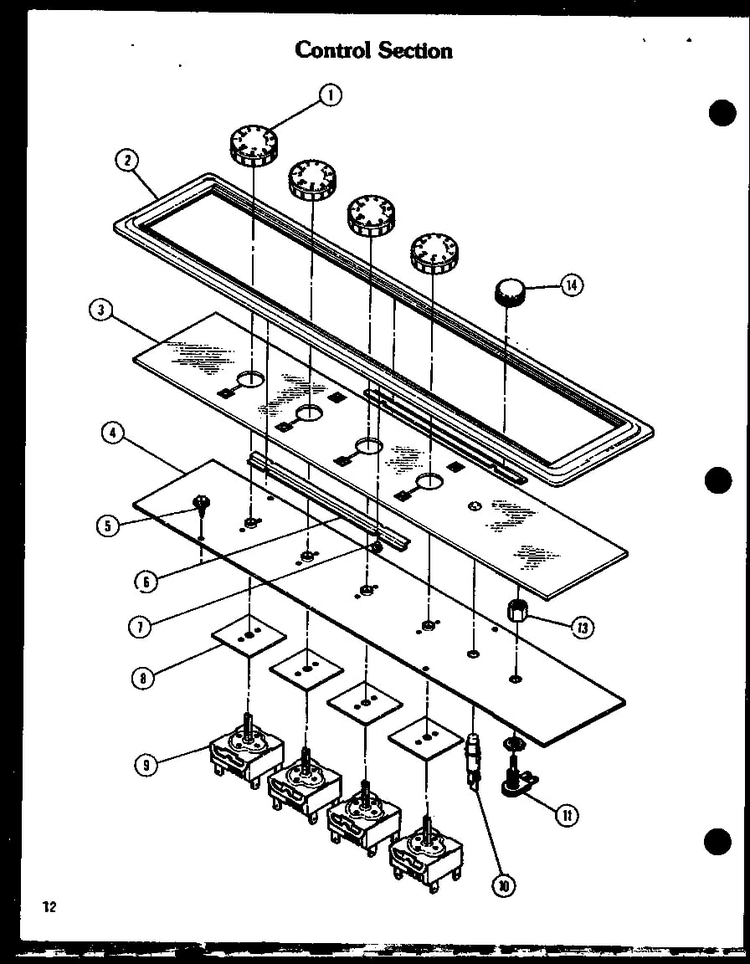 Control Section Diagram and Parts List for AKD-1 P85558-1S Amana Range