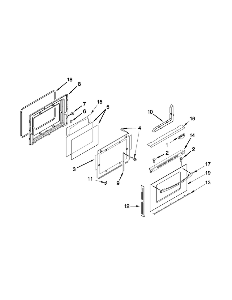 Door Parts Diagram and Parts List for MES5752BAB16  Maytag Range