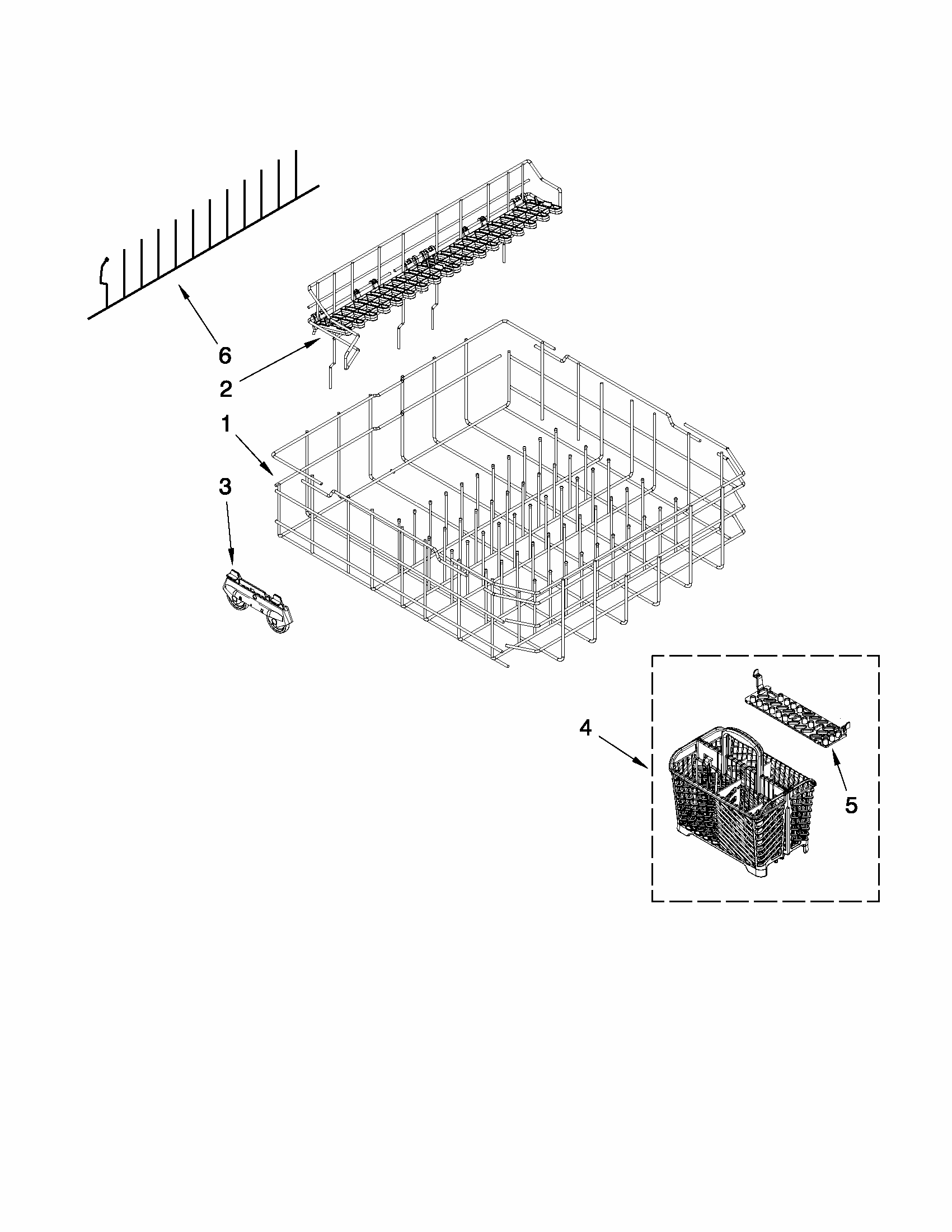Lower Rack Parts Diagram and Parts List for MDB8959AWS2  Maytag Dishwasher