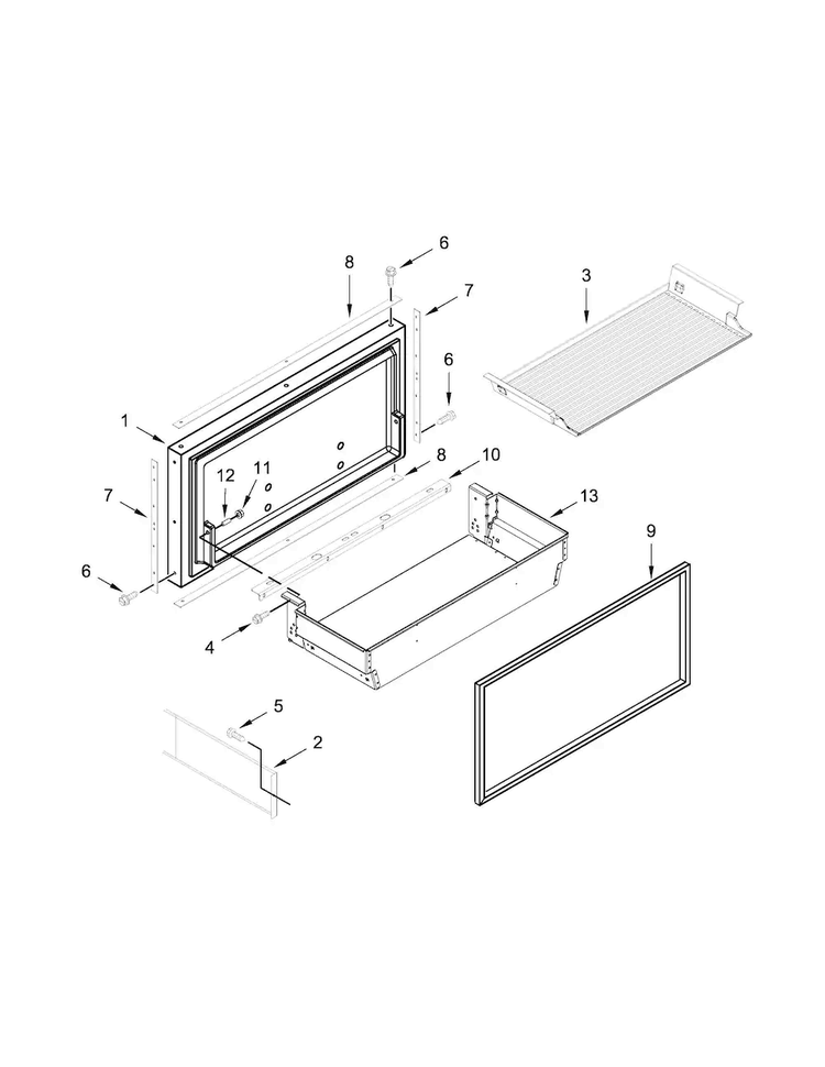 Freezer Door And Basket Parts Diagram and Parts List for JB36NXFXLE00  Jenn-Air Refrigerator