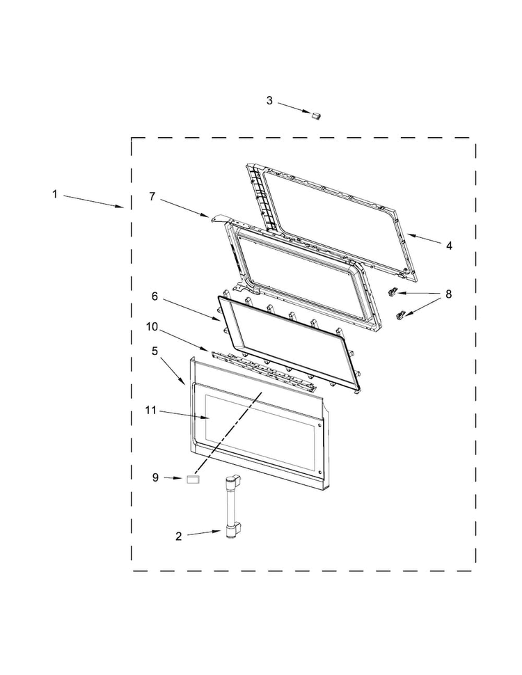 Door Parts Diagram and Parts List for MMV4205DB0  Maytag Microwave