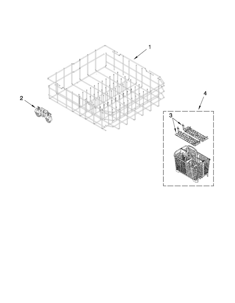 Lower Rack Parts Diagram and Parts List for MDB7749AWB2  Maytag Dishwasher