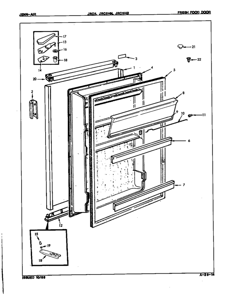 Fresh Food Door Diagram and Parts List for JRC5 E7S01 Jenn-Air Refrigerator