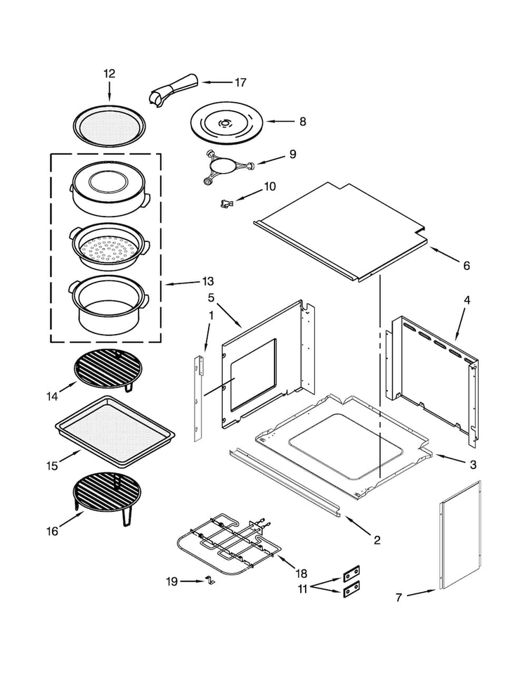 Top Support And Turntable Parts Diagram and Parts List for JMW3430WP02  Jenn-Air Microwave