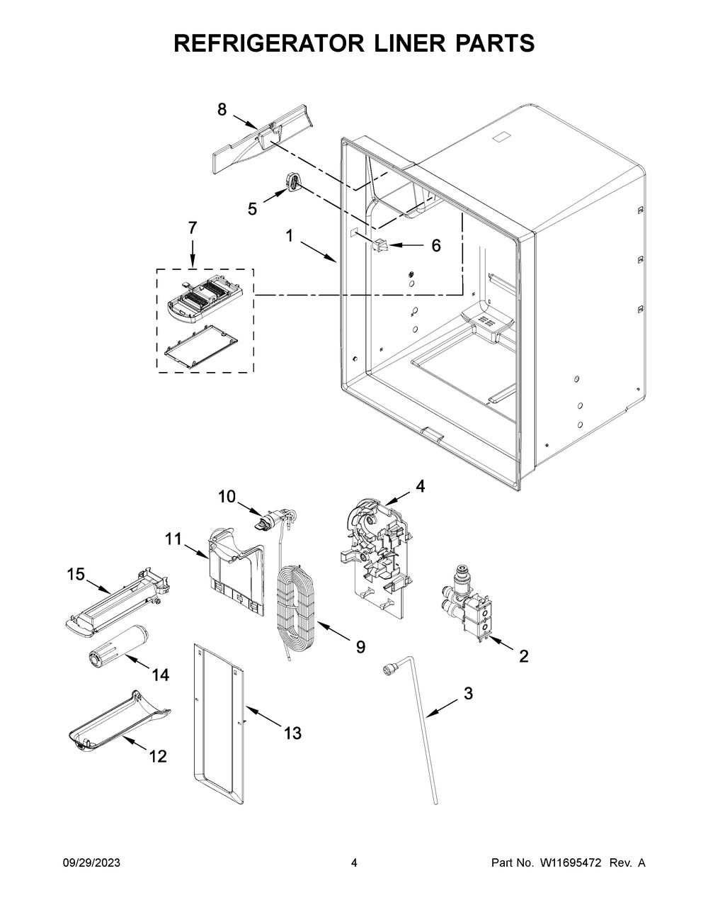 Refrigerator Liner Parts Diagram and Parts List for MFI2570FEW09  Maytag Refrigerator