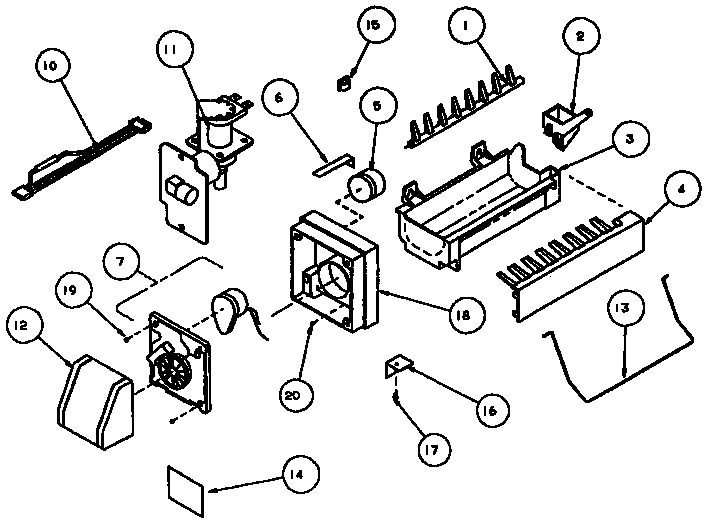 8 Cube Compact Ice Maker Diagram and Parts List for TXI18R2-P1179501W  Amana Refrigerator