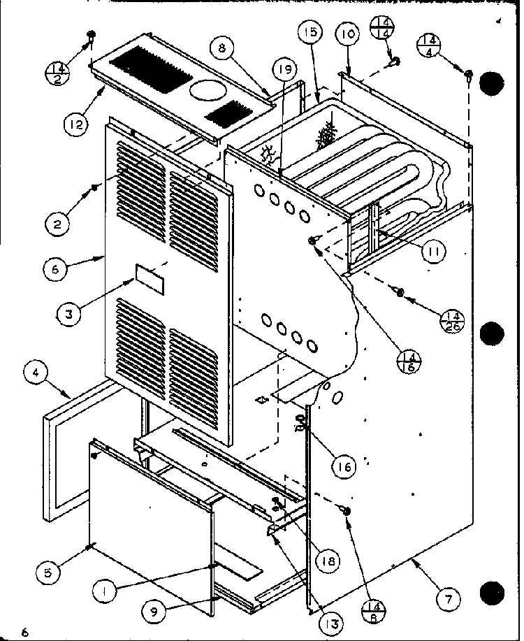Section 1 Diagram and Parts List for GHI115A35C P6983133F Amana Heater
