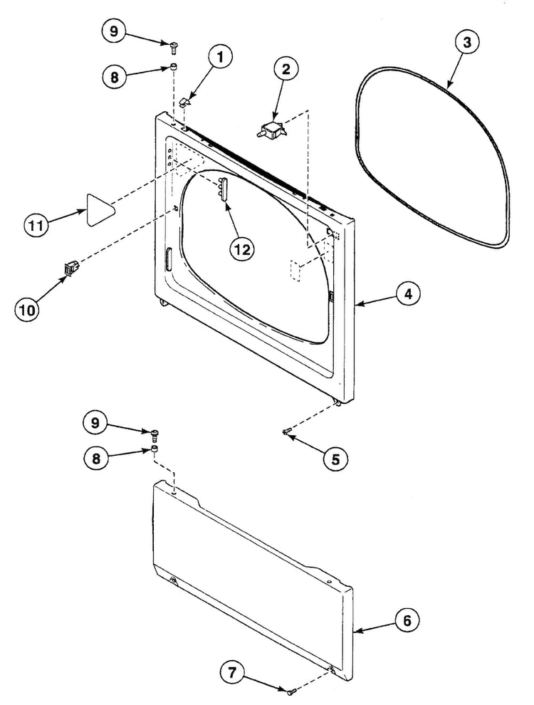 Front Panel Diagram and Parts List for SSG519QF  Speed Queen Dryer