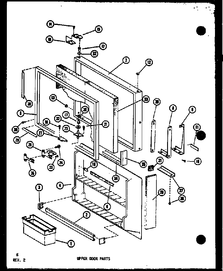 Upper Door Parts Diagram and Parts List for TD523E-P75288-1W  Amana Refrigerator