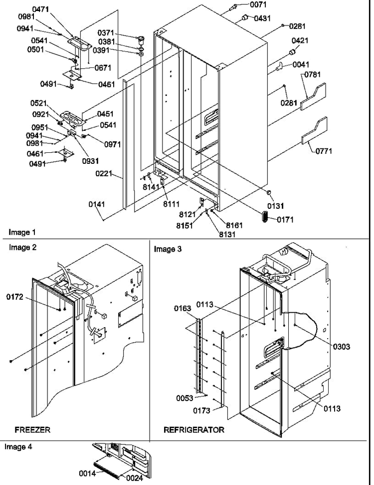 Cabinet Parts And Toe Grille Diagram and Parts List for SX322S2W-P1307303WW  Amana Refrigerator