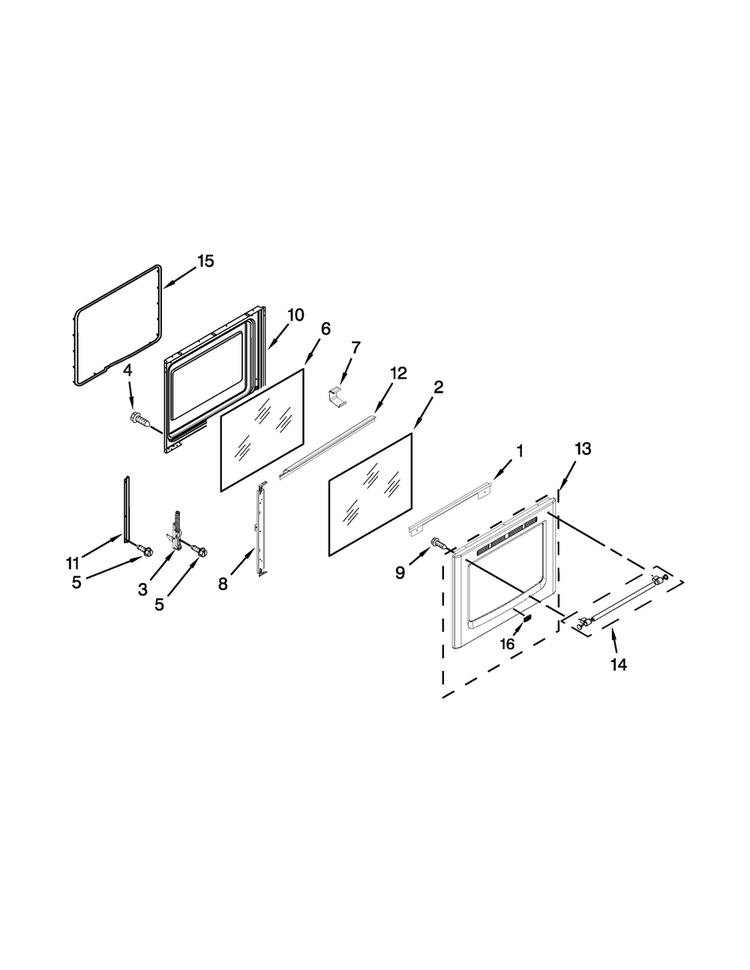 Door Parts Diagram and Parts List for MER8650ES0  Maytag Range