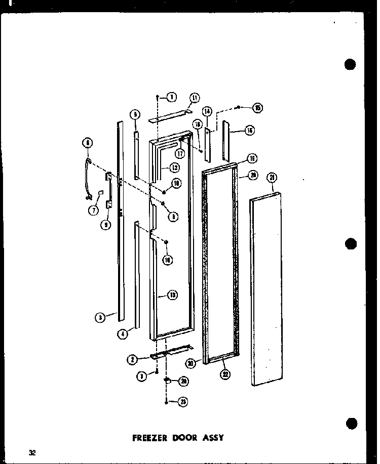 Freezer Door Assy Diagram and Parts List for SRN22G-A-P60201-17WA  Amana Refrigerator