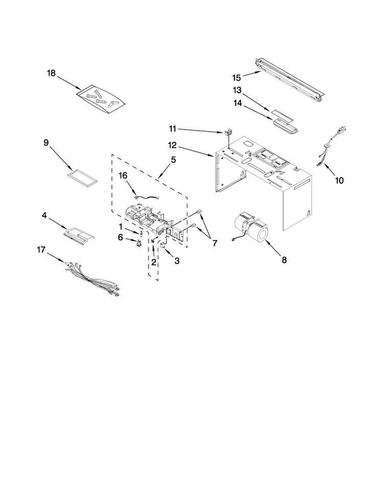 Cabinet And Air Flow Parts Diagram and Parts List for MMV5207BCB18  Maytag Microwave