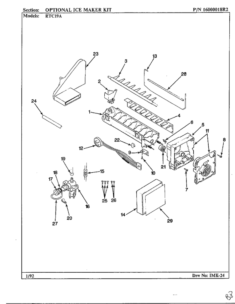Optional Ice Maker Kit Diagram and Parts List for 19694  Maytag Refrigerator