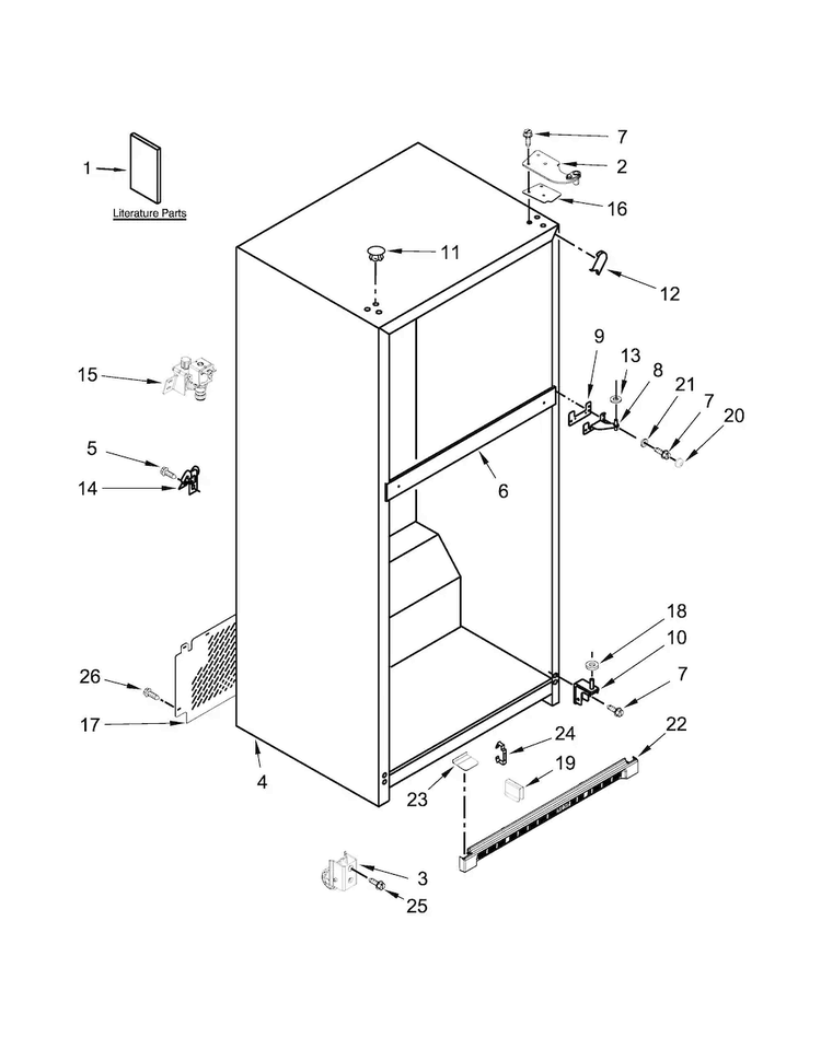 Cabinet Parts Diagram and Parts List for MRT711SMFZ00  Maytag Refrigerator