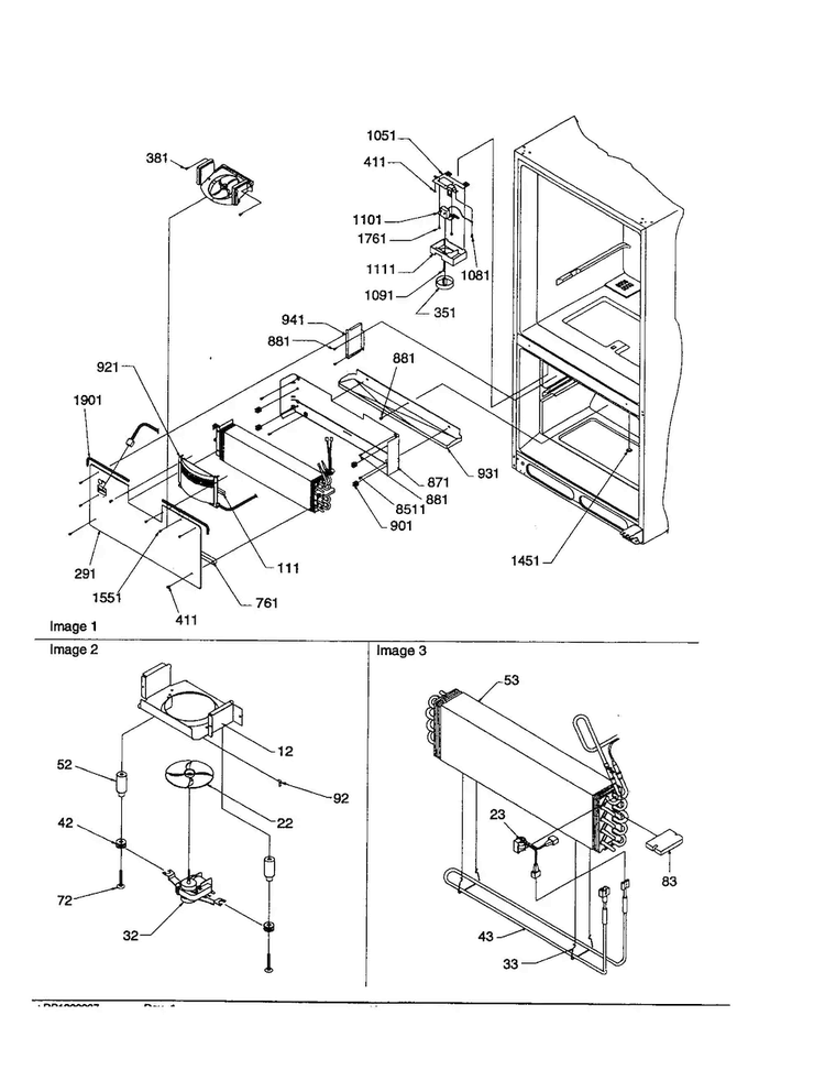Evaporator/freezer Control Assembly Diagram and Parts List for BC21VW-P1325016WW  Amana Refrigerator