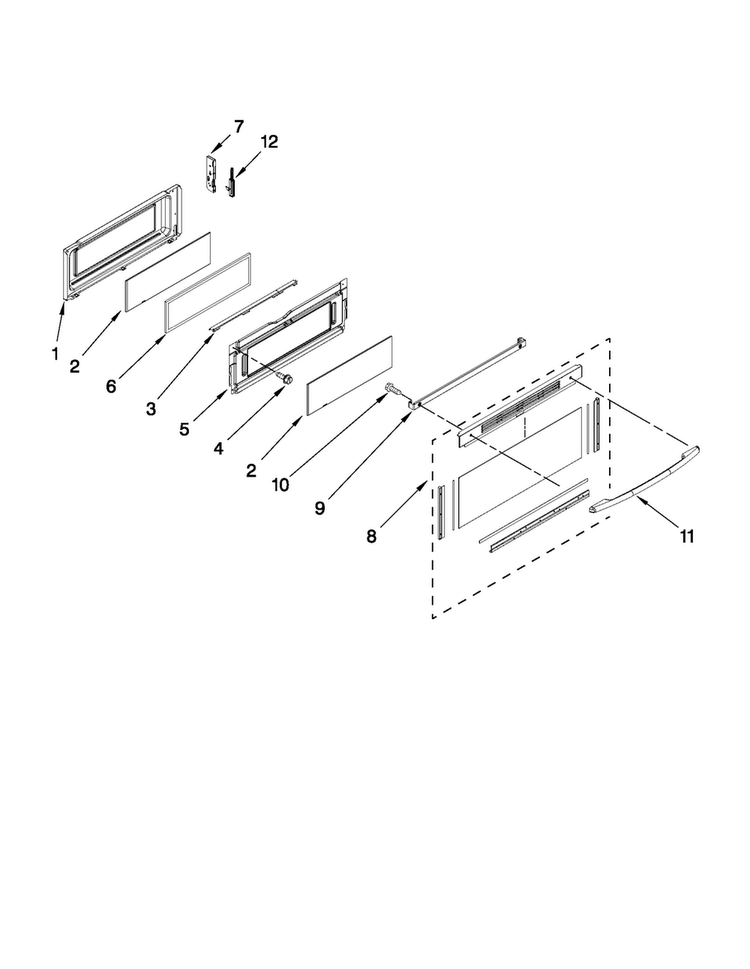 Upper Door Parts Diagram and Parts List for MET8665XW00  Maytag Range