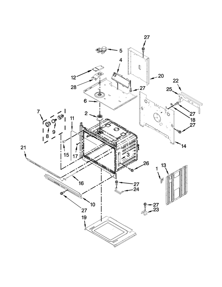 Upper Oven Parts Diagram and Parts List for MEW9630DS00  Maytag Wall Oven
