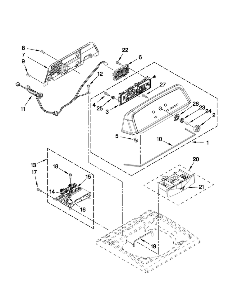 Console And Dispenser Parts Diagram and Parts List for MVWX5SPAW0  Maytag Washer