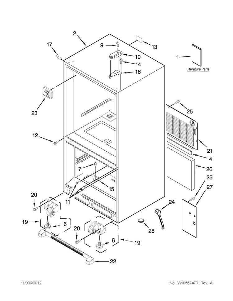 Cabinet Parts Diagram and Parts List for ABB2224WEB3  Amana Refrigerator