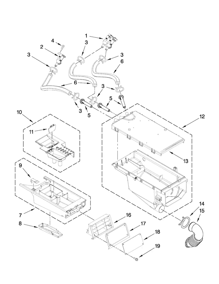 Dispenser Parts Diagram and Parts List for MHN30PNBGW0  Maytag Washer