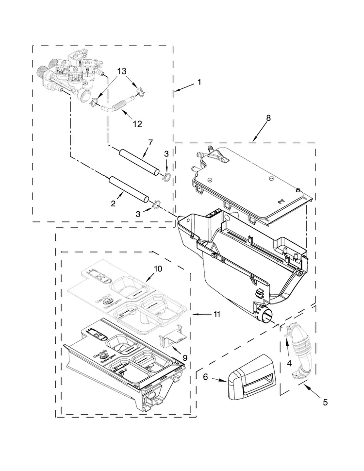 Dispenser Parts Diagram and Parts List for MHW4300DC0  Maytag Washer