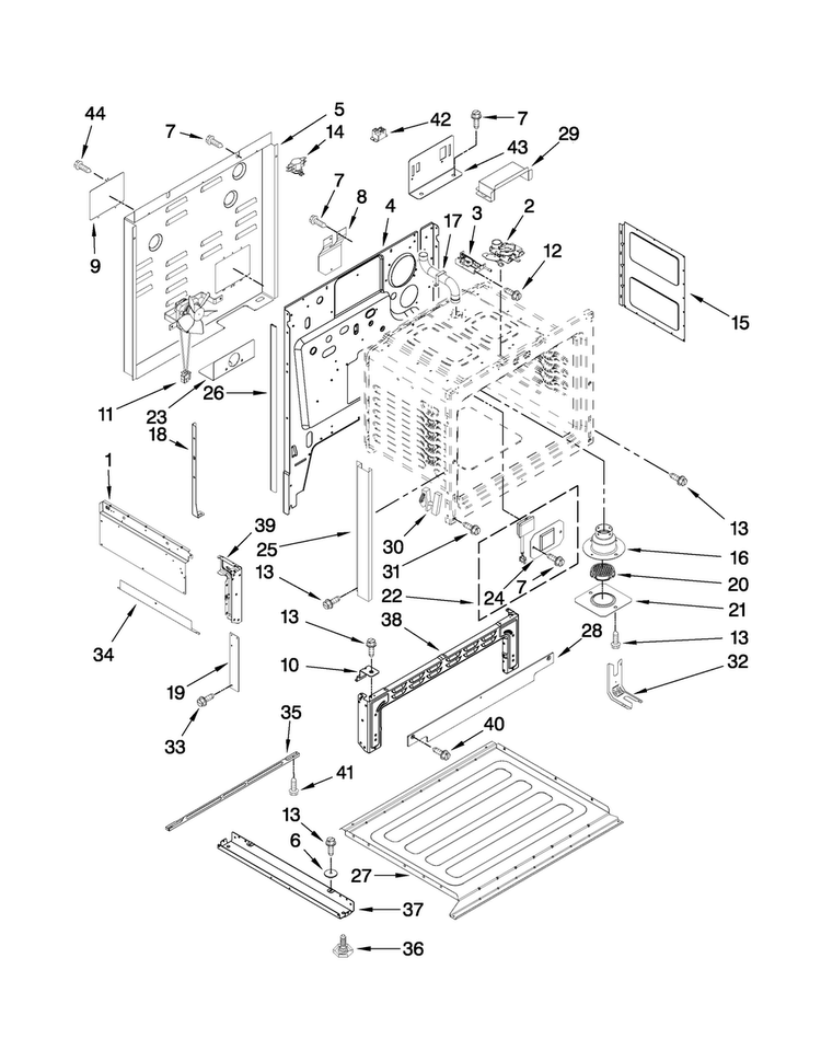 Chassis Parts Diagram and Parts List for JES9900BCS21  Jenn-Air Range